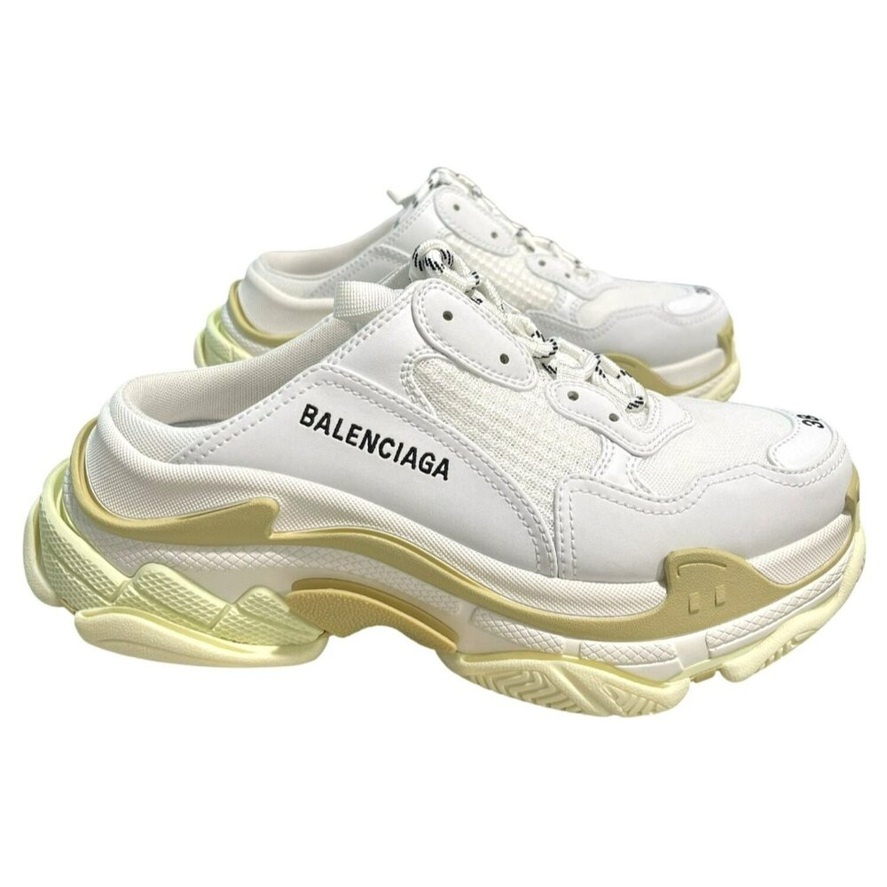 BalenciagaTriple S Mule Slip On Sneakers Size 38 White Beige New Size 38 US 8 - Picture 2 of 12